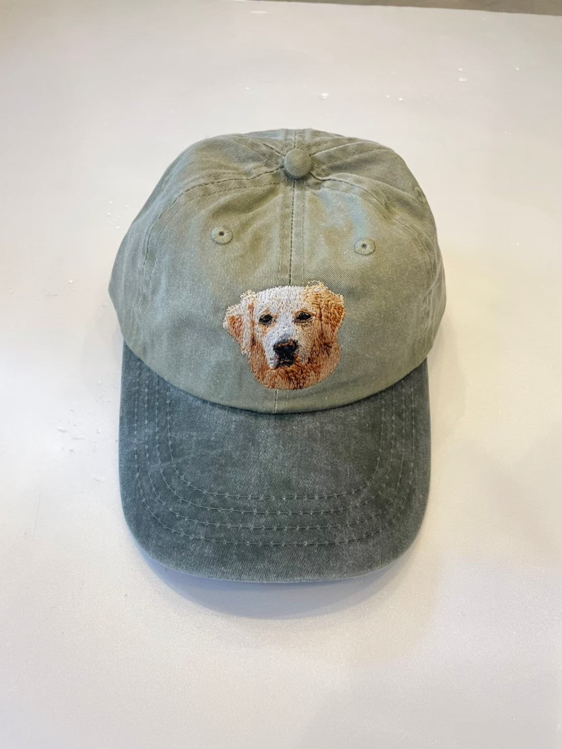 Dog embroidery cotton dad cap[Khaki]-Golden retriever②A