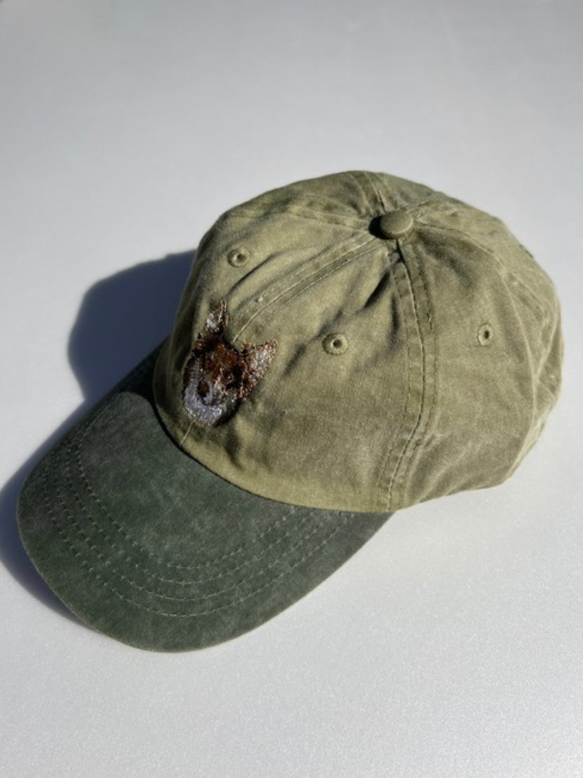 Dog embroidery cotton dad cap[Khaki]-Border collie(Smooth)