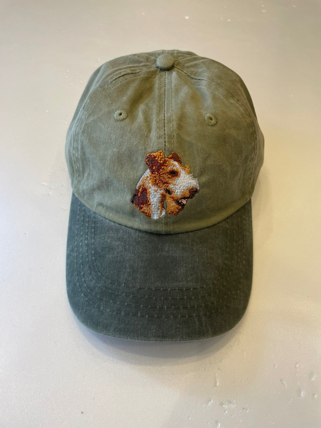 Dog embroidery cotton dad cap[Khaki]-Fox terrier②