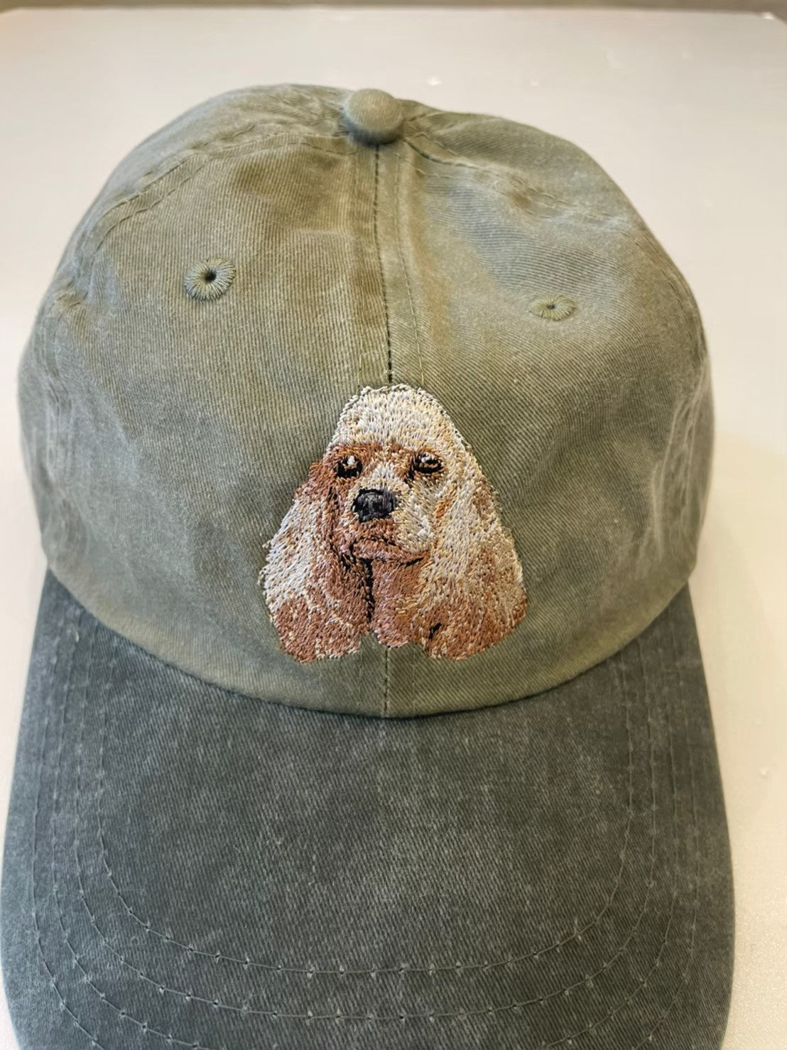 Dog embroidery cotton dad cap[Khaki]-American Cocker Spaniel②