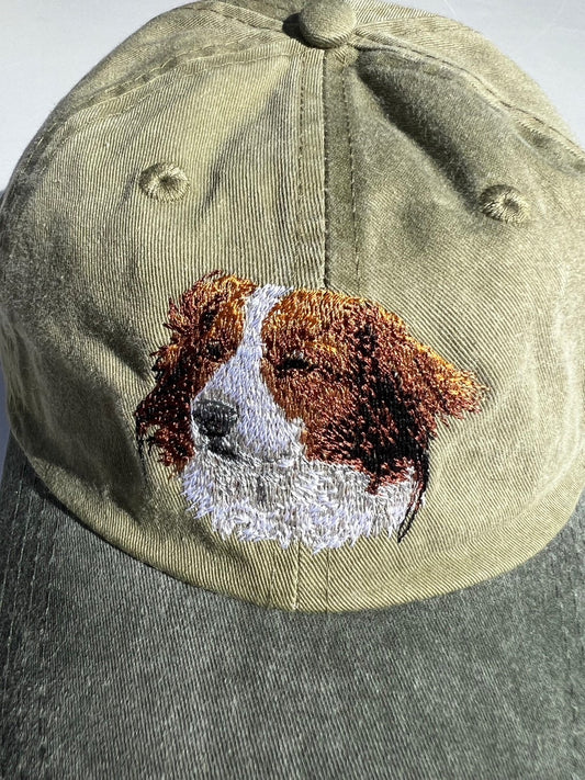 Dog embroidery cotton dad cap[Khaki]-Kooikerhondje