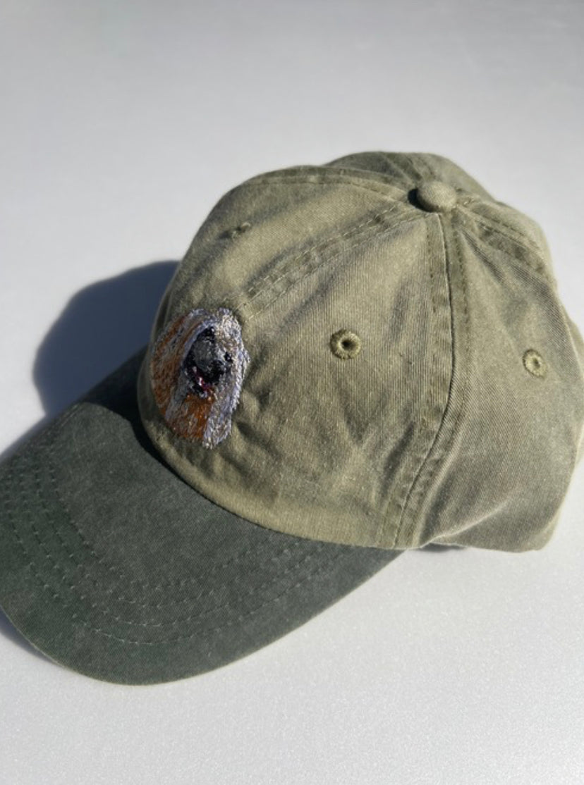 Dog embroidery cotton dad cap[Khaki]-Chinese Crested Dog