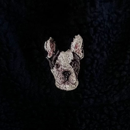 Dog embroidery Boa hat［French Bulldog W&B］