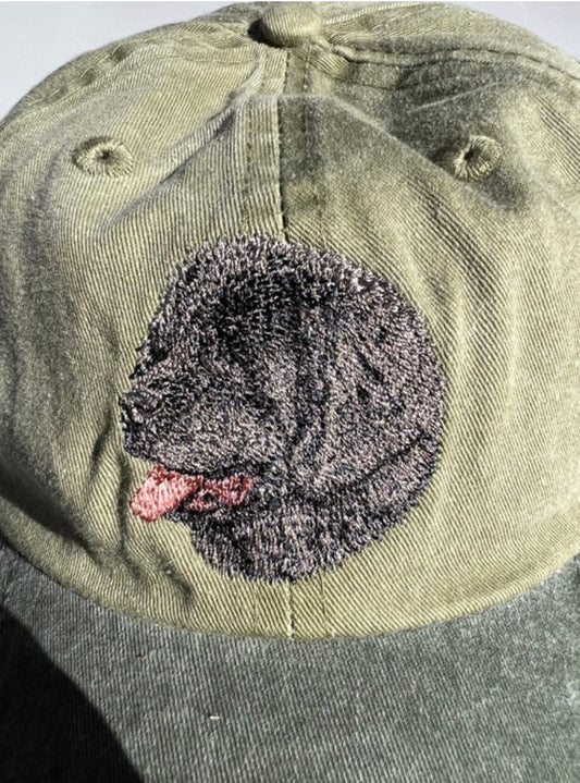 Dog embroidery cotton dad cap[Khaki]-Newfoundland