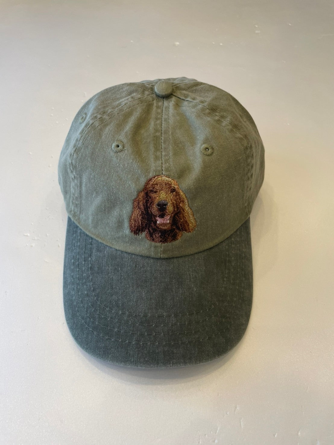 Dog embroidery cotton dad cap[Khaki]-Irish setter