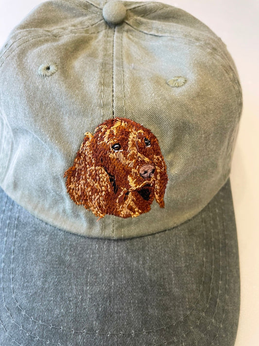 Dog embroidery cotton dad cap[Khaki]-Irish setter②