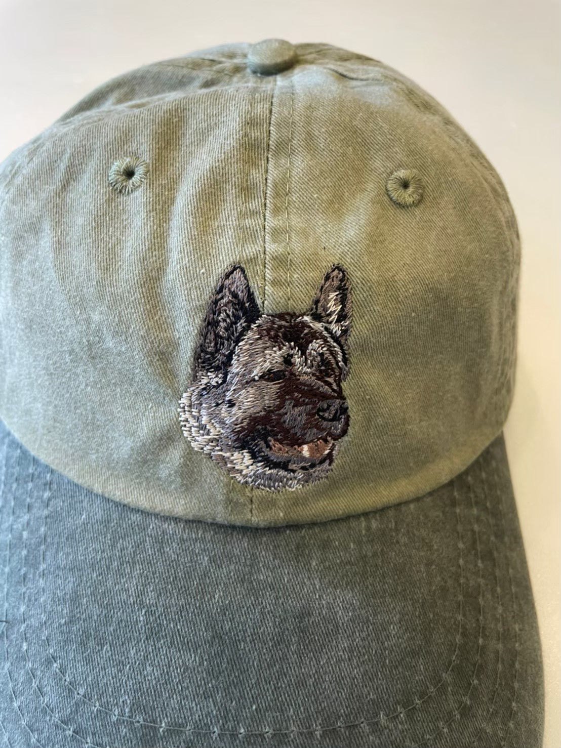 Dog embroidery cotton dad cap[Khaki]-Kaiinu