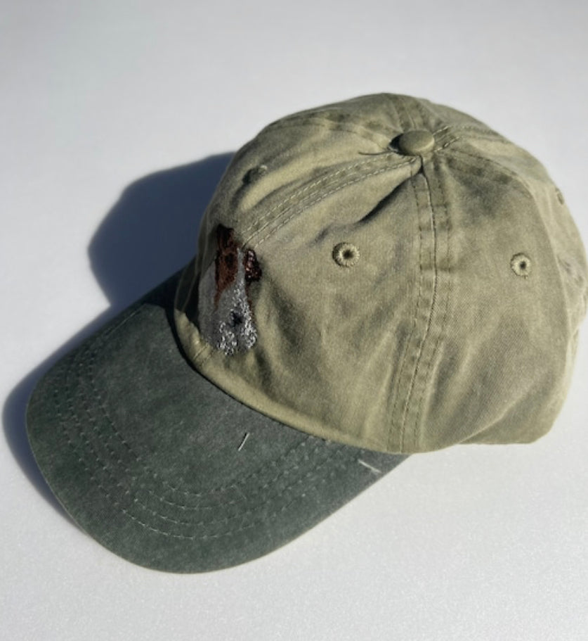 Dog embroidery cotton dad cap[Khaki]-Fox Terrier