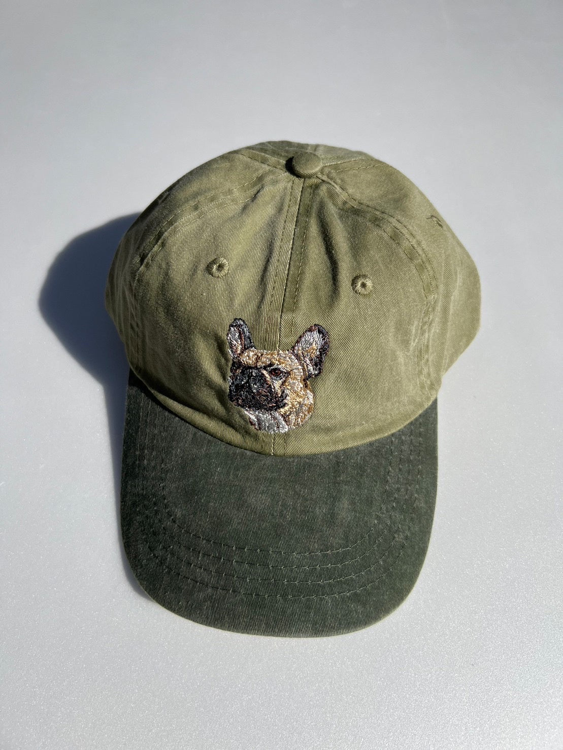 Dog embroidery cotton dad cap[Khaki]-French bulldog(standard)