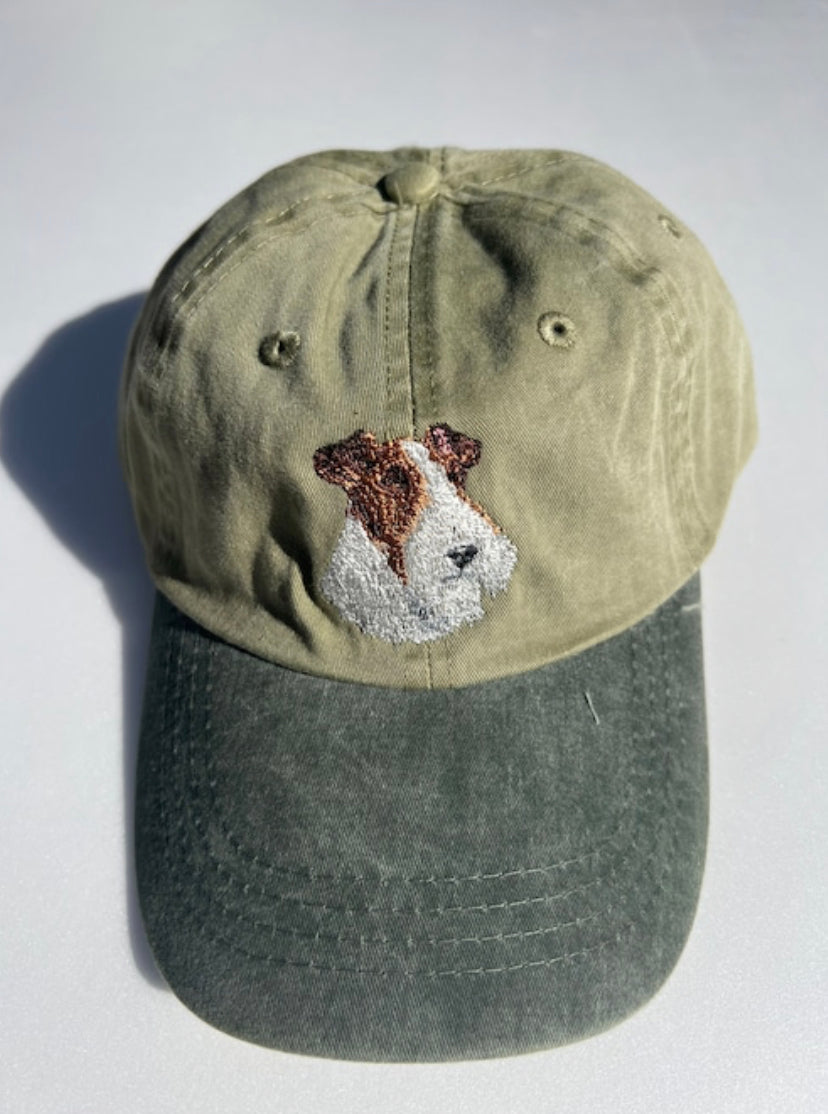 Dog embroidery cotton dad cap[Khaki]-Fox Terrier