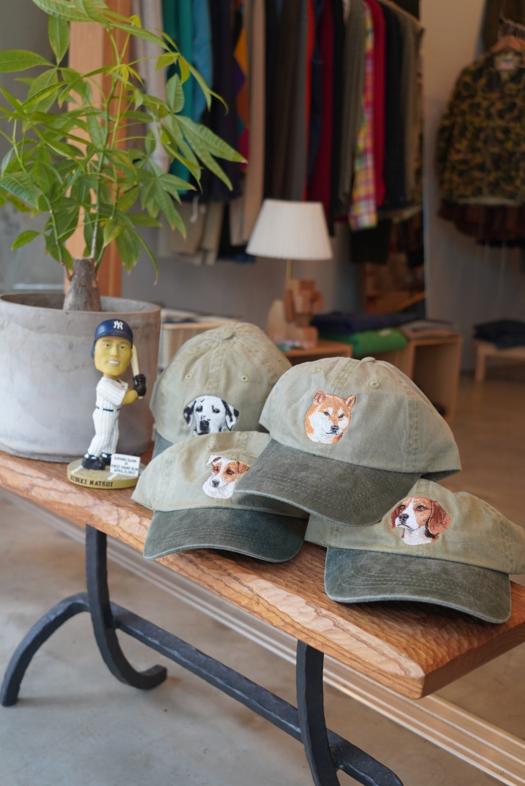 Dog embroidery cotton dad cap[Khaki]-Pomeranian(whole)