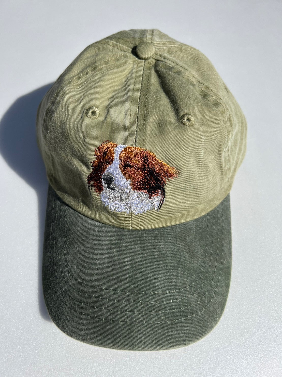 Dog embroidery cotton dad cap[Khaki]-Kooikerhondje