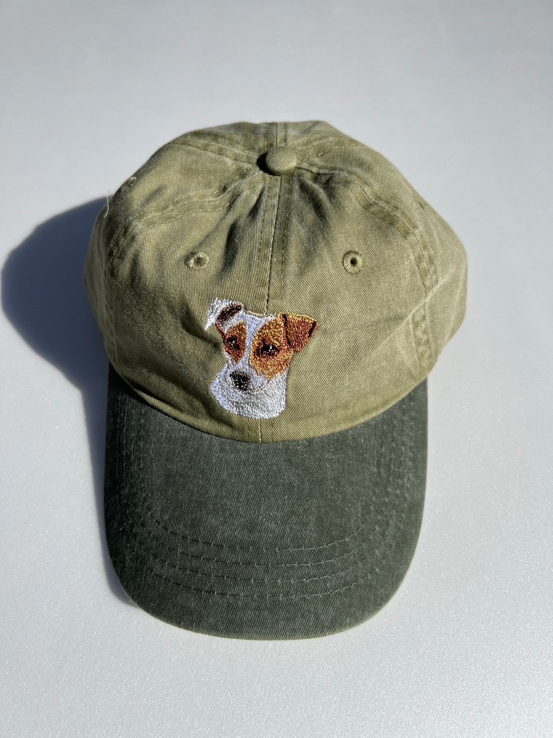 Dog embroidery cotton dad cap[Khaki]-Jack Russell(short)