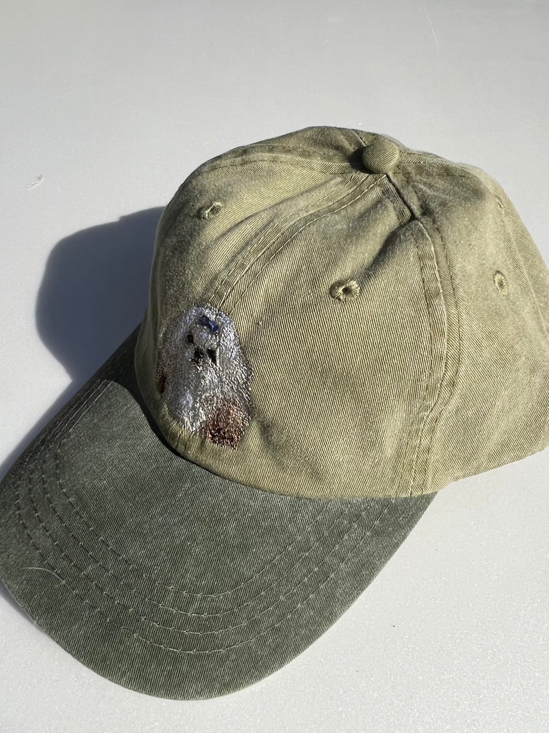 Dog embroidery cotton dad cap[Khaki]-Shih Tzu