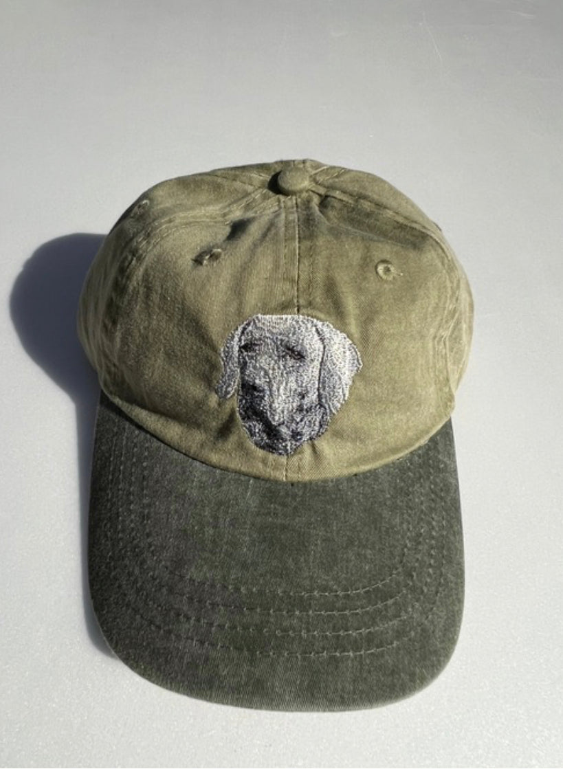 Dog embroidery cotton dad cap[Khaki]-weimaraner