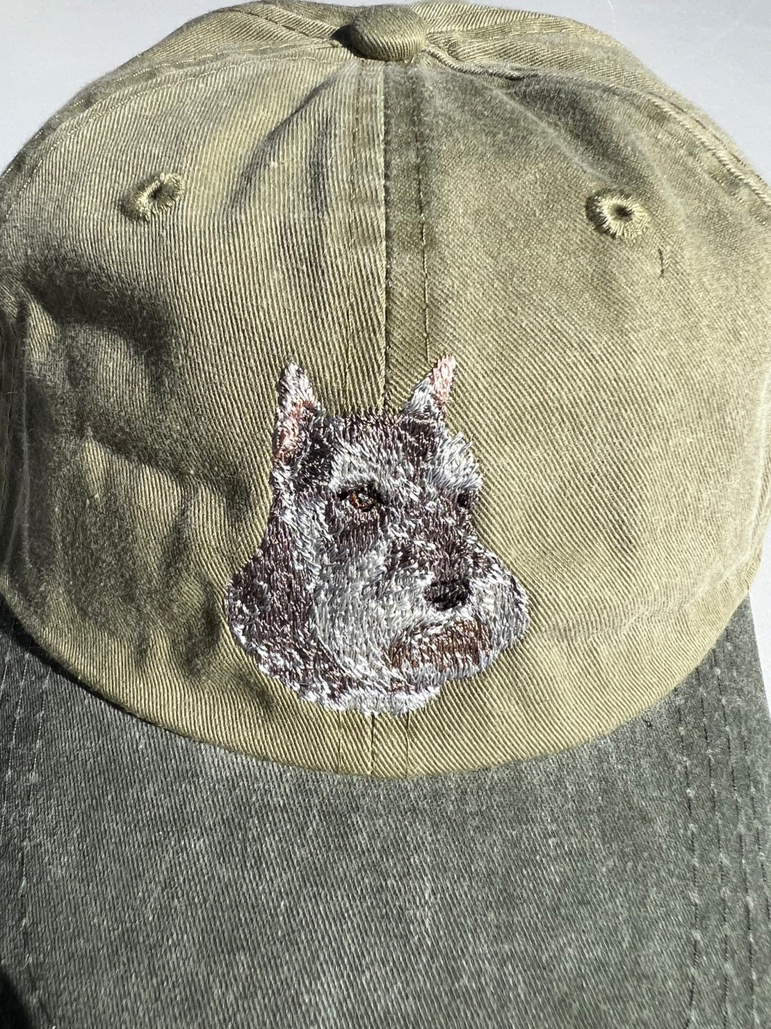 Dog embroidery cotton dad cap[Khaki]-Schnauzer