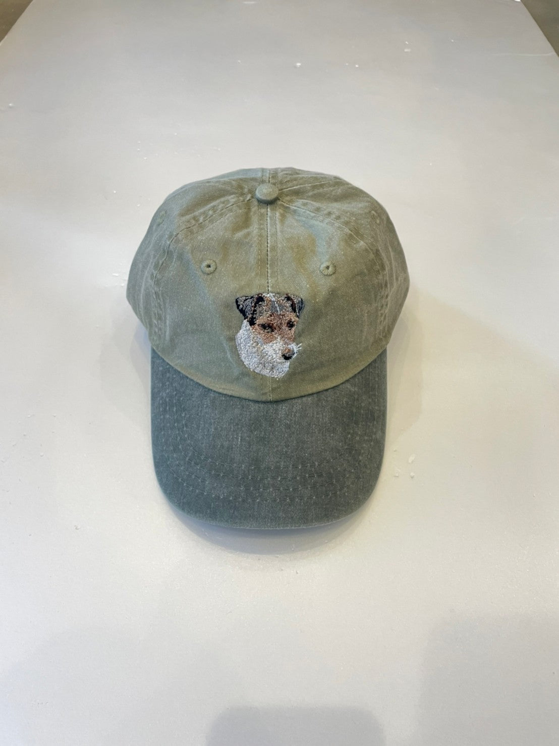 Dog embroidery cotton dad cap[Khaki]-Jack Russell(long)