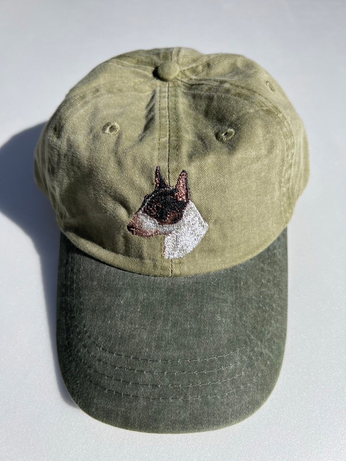 Dog embroidery cotton dad cap[Khaki]-Bull terrier