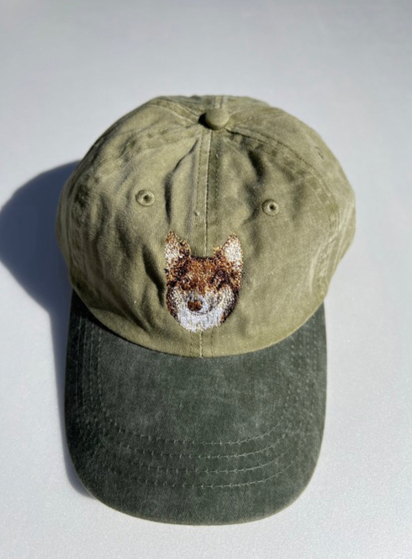 Dog embroidery cotton dad cap[Khaki]-Border collie(Smooth)