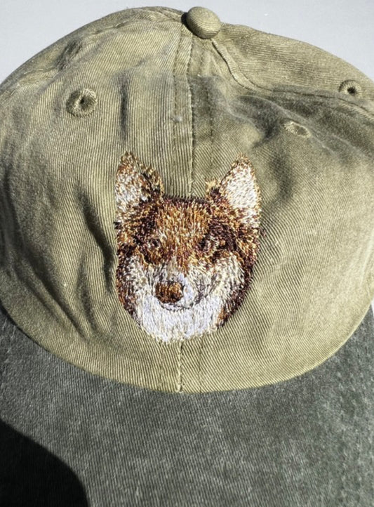 Dog embroidery cotton dad cap[Khaki]-Border collie(Smooth)