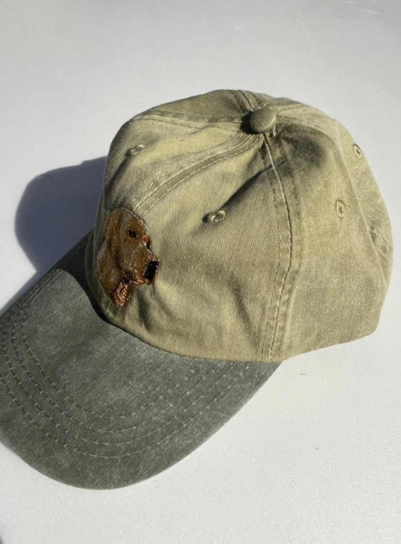 Dog embroidery cotton dad cap[Khaki]-Yellow Labrador