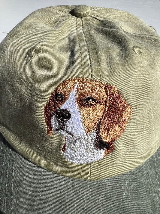 Dog embroidery cotton dad cap[Khaki]-Beagle