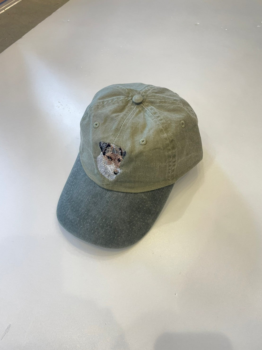 Dog embroidery cotton dad cap[Khaki]-Jack Russell(long)