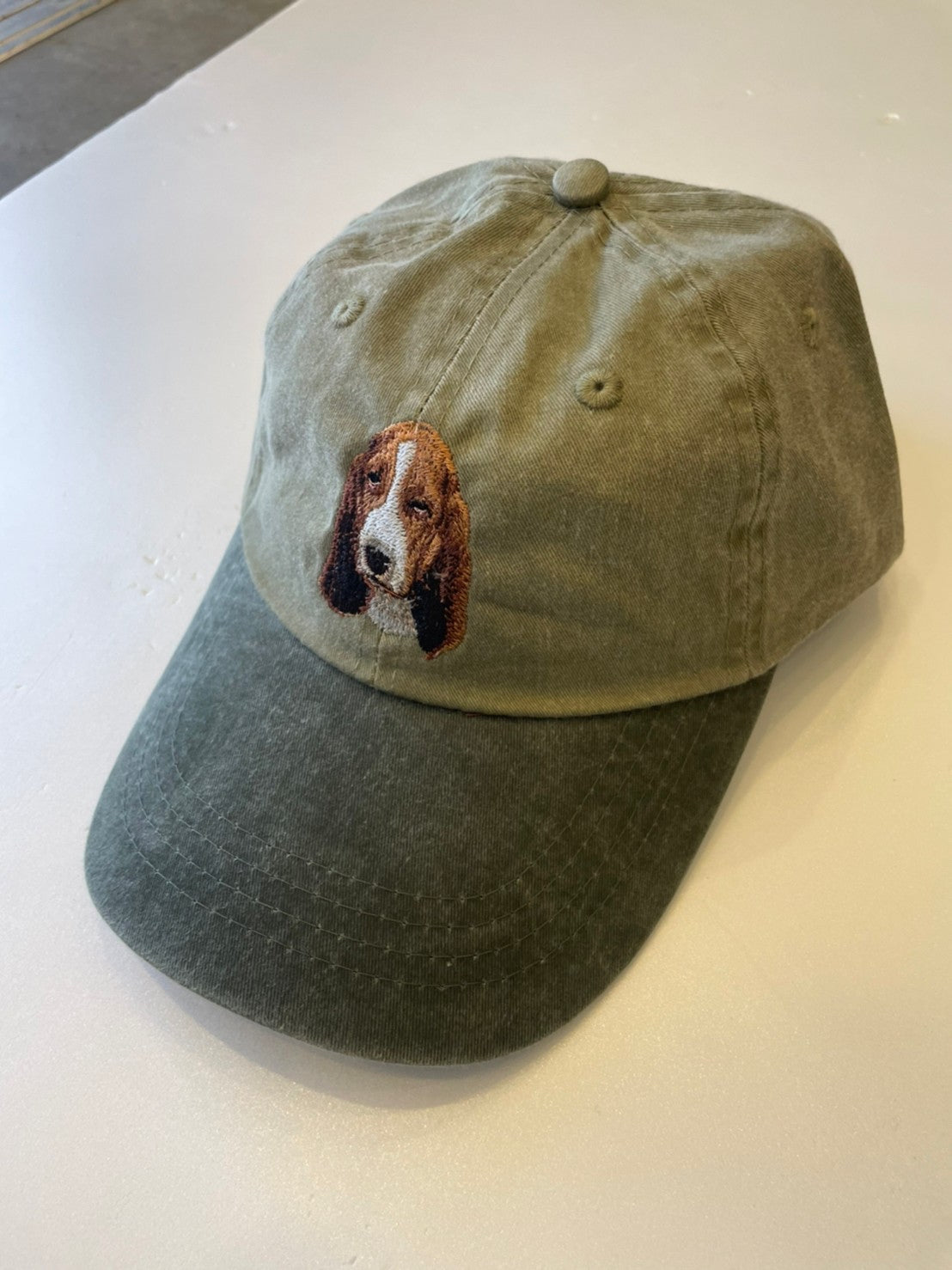 Dog embroidery cotton dad cap[Khaki]-Basset Hound