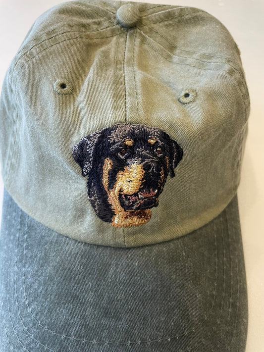 Dog embroidery cotton dad cap[Khaki]-Rottweiler