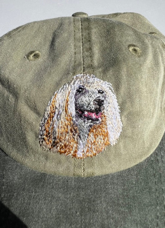 Dog embroidery cotton dad cap[Khaki]-Chinese Crested Dog