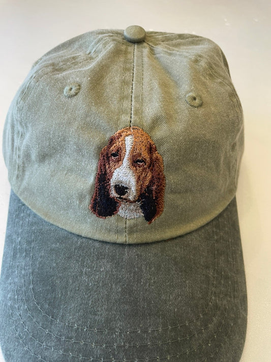 Dog embroidery cotton dad cap[Khaki]-Basset Hound