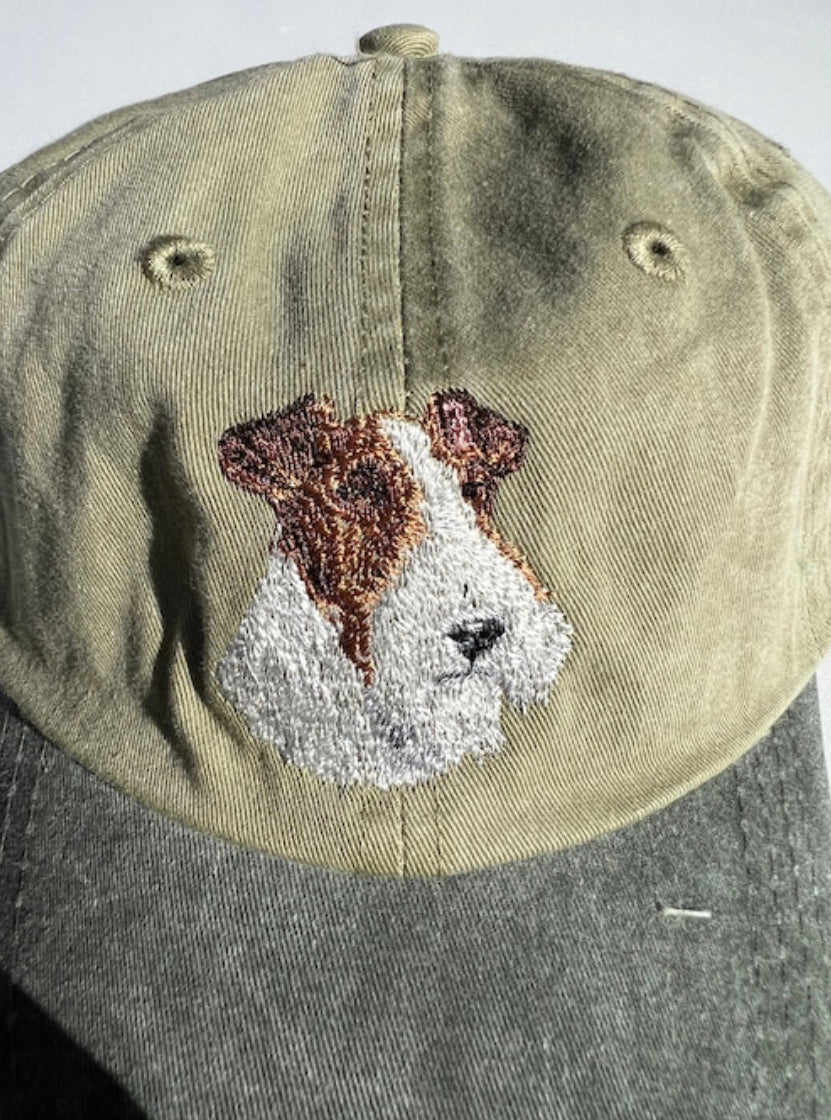 Dog embroidery cotton dad cap[Khaki]-Fox Terrier