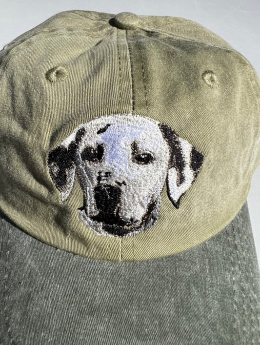 Dog embroidery cotton dad cap[Khaki]-Dalmatian