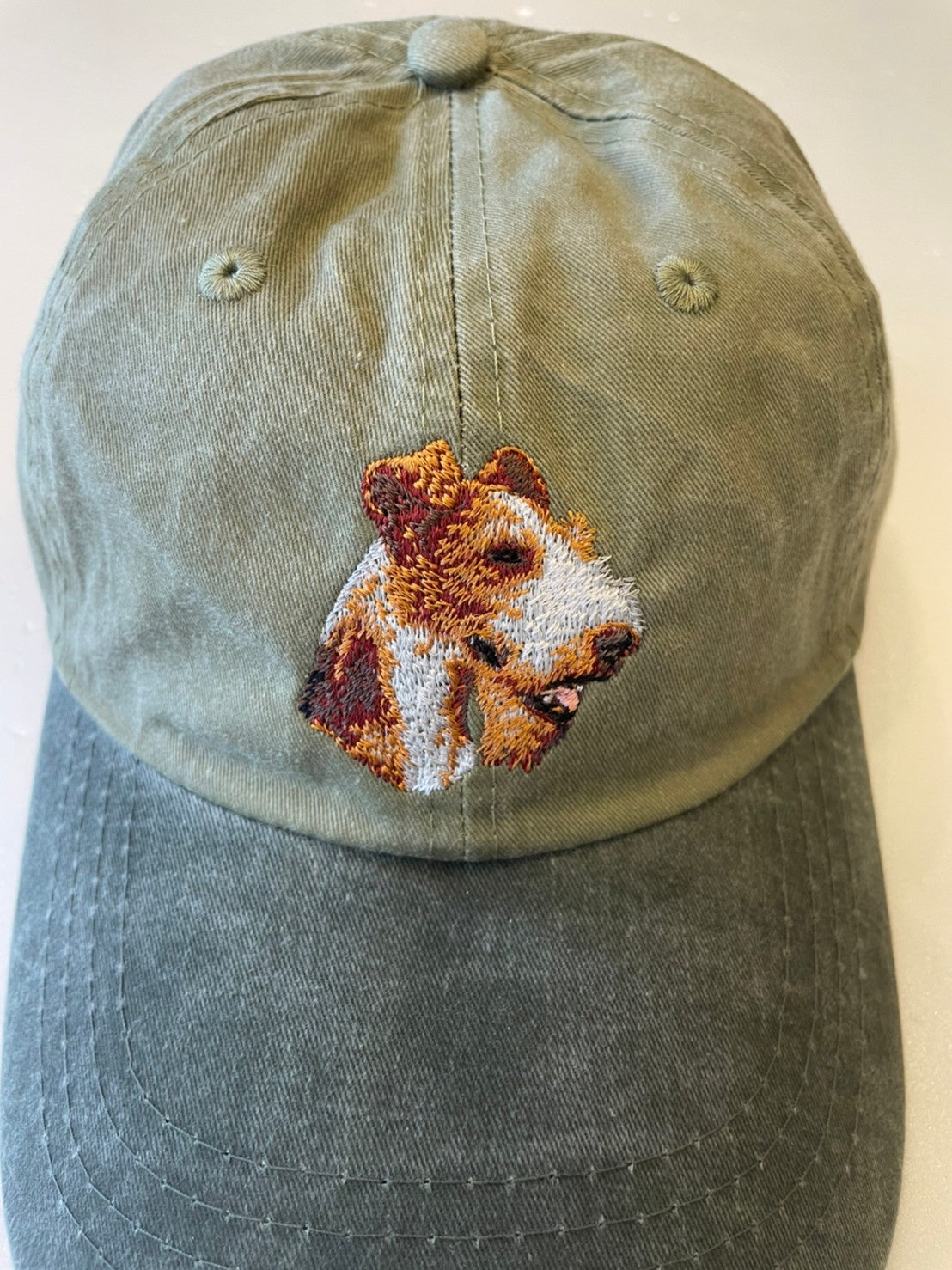 Dog embroidery cotton dad cap[Khaki]-Fox terrier②