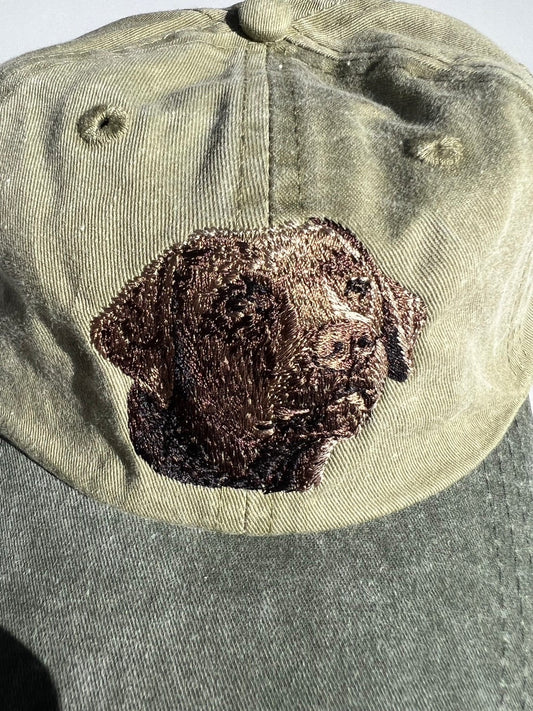 Dog embroidery cotton dad cap[Khaki]-Choco Labrador