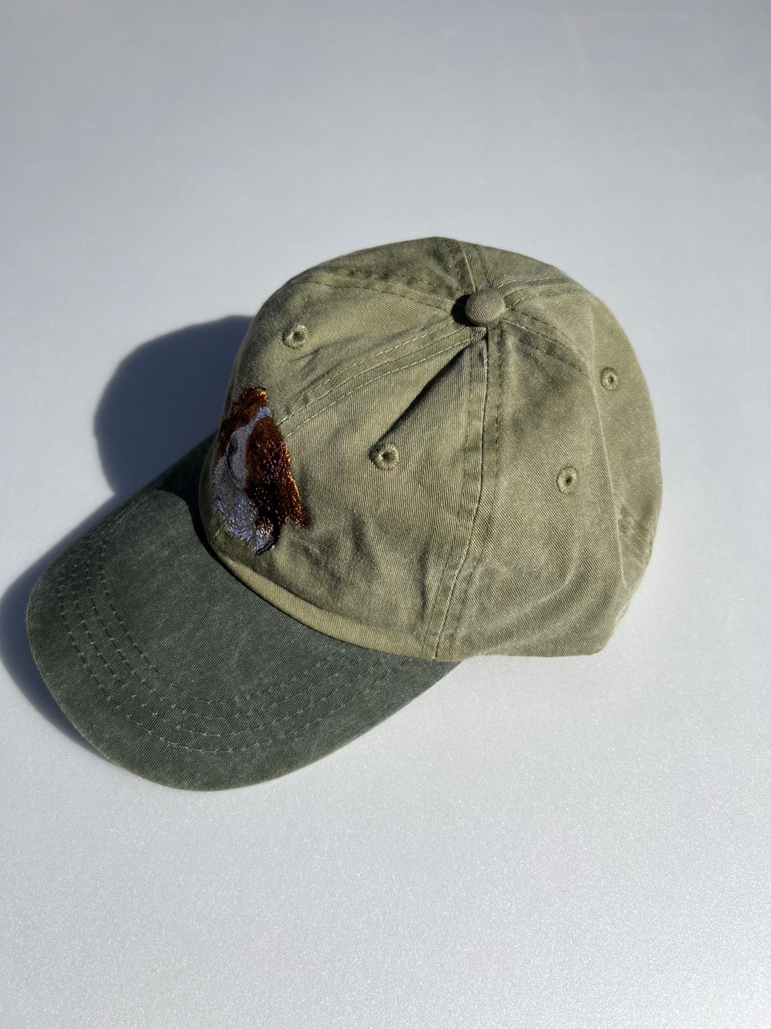 Dog embroidery cotton dad cap[Khaki]-Kooikerhondje