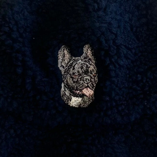 Dog embroidery Boa hat［FrenchBulldog Black②］