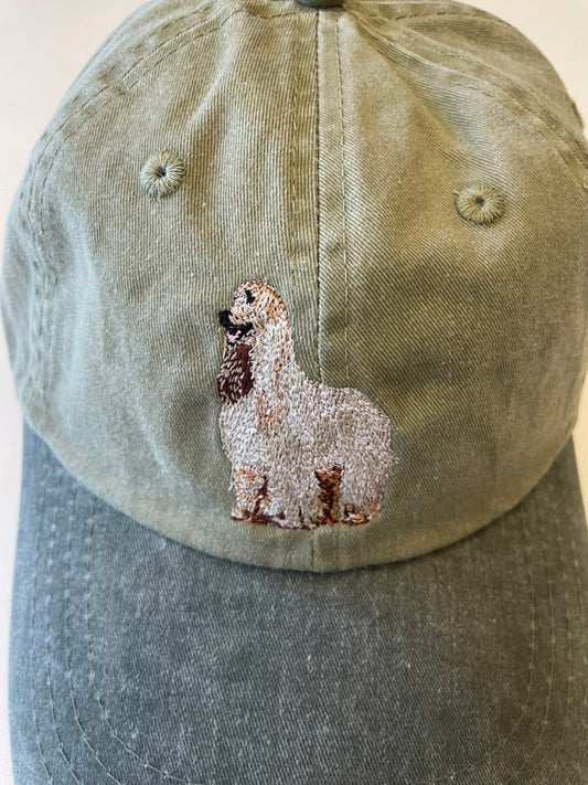 Dog embroidery cotton dad cap[Khaki]-Afghan Hound (Whole)