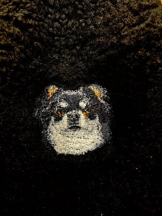 Dog embroidery Boa hat［Black Chihuahua②］