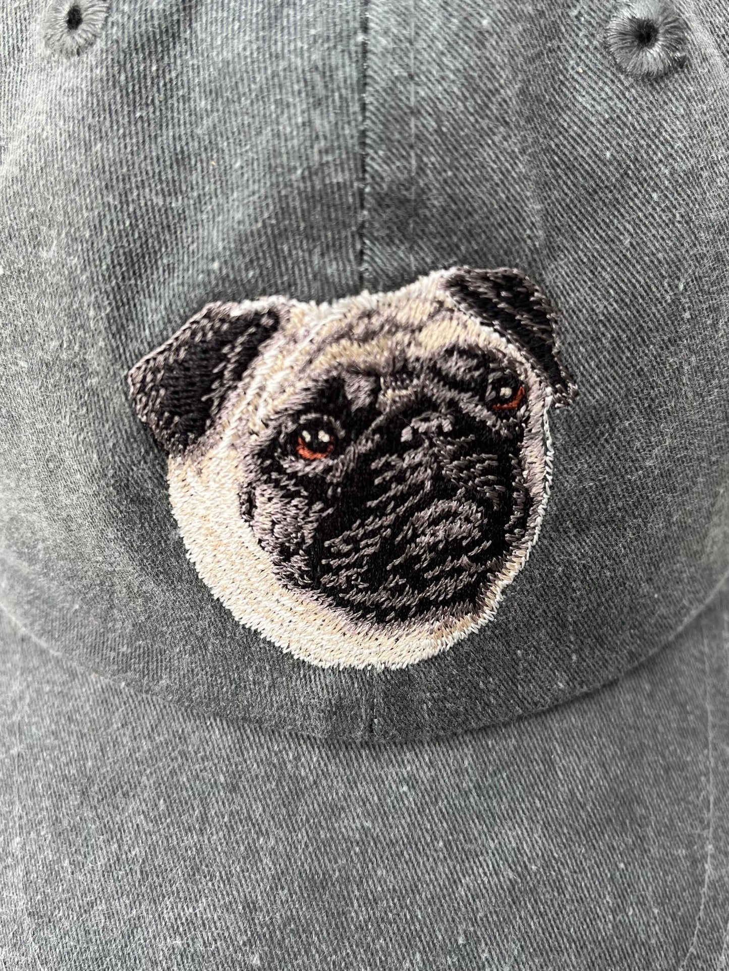 Dog embroidery cotton dad cap[fade black]-Pug