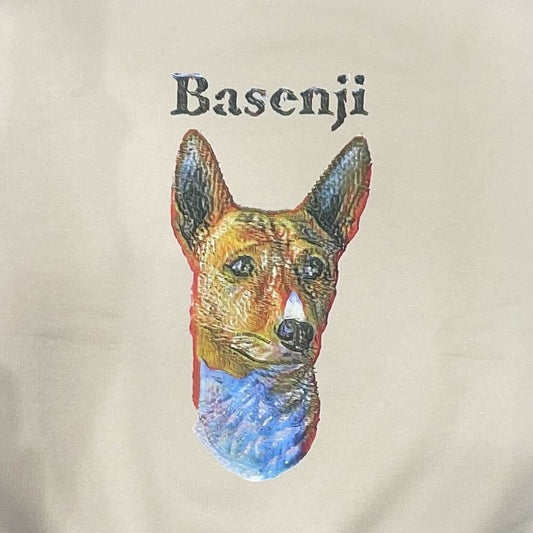 "Van gogh style"Dog face printed sweat-Basenji