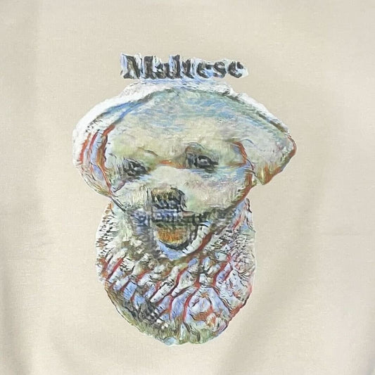 "Van gogh style"Dog face printed sweat-Maltese