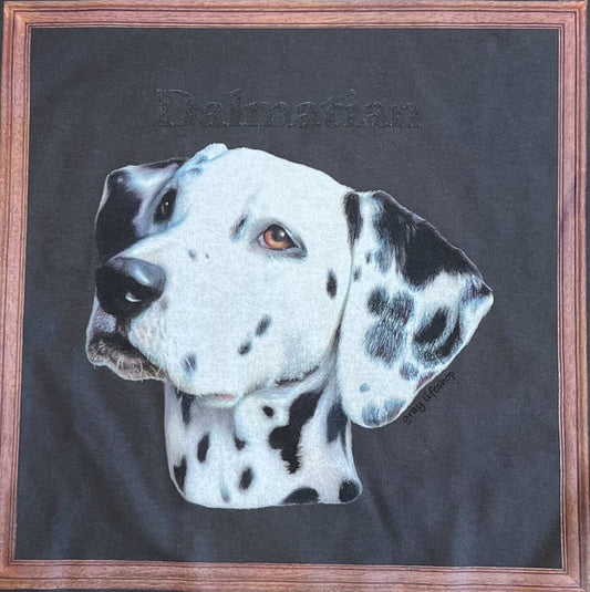 gray original Dog face printed L/S TEE[vintage black]- dalmatian