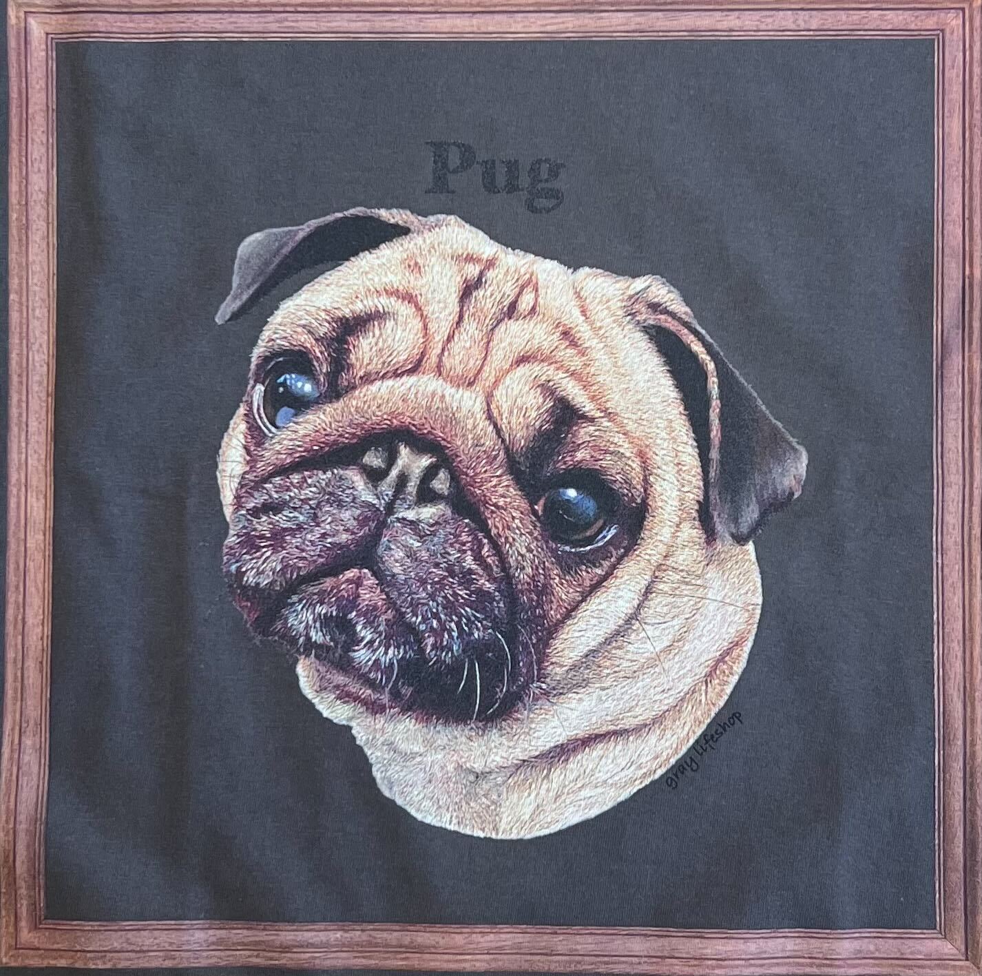 gray original Dog face printed L/S TEE[vintage black]-pug