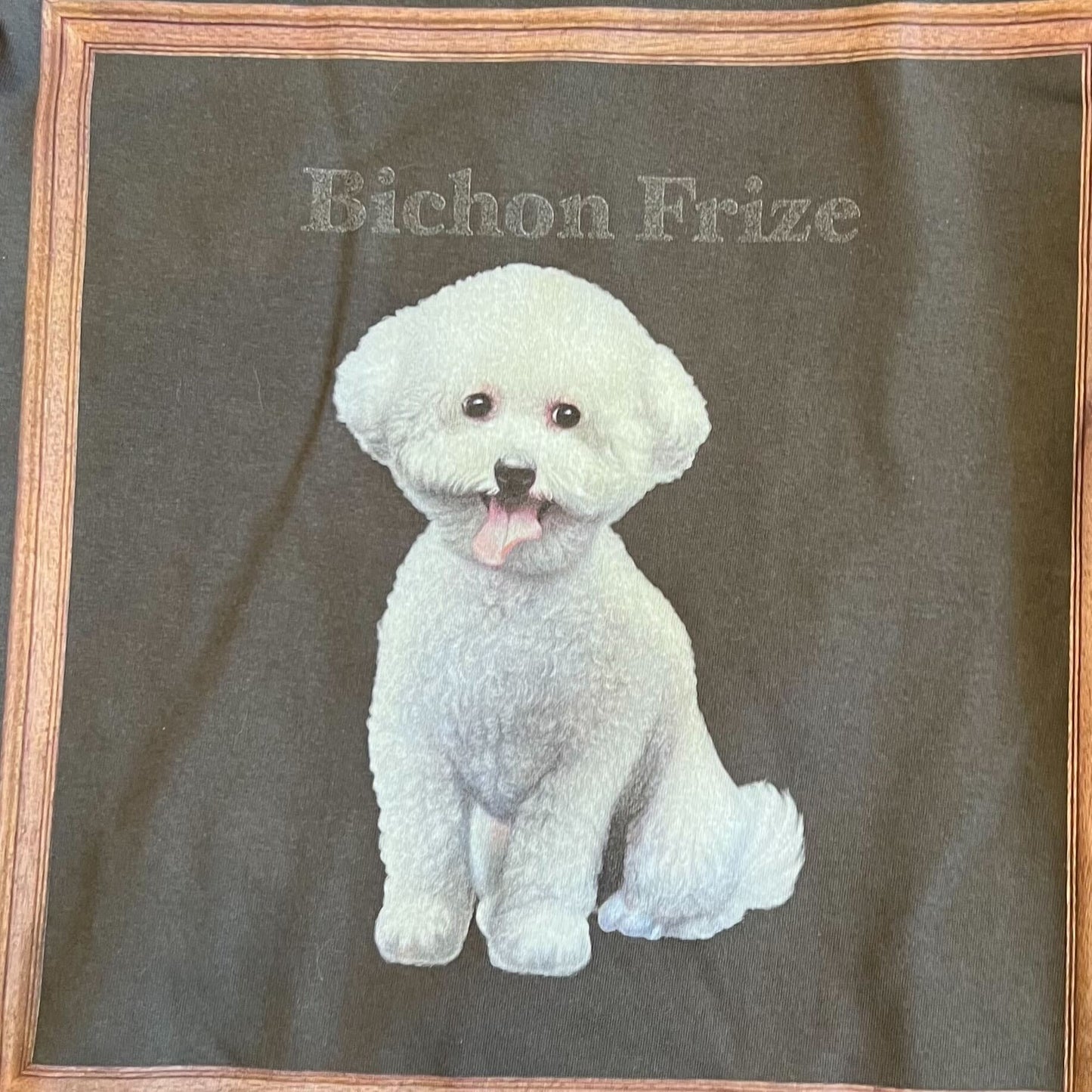 gray original Dog face printed L/S TEE[vintage black]-Bichon Frize