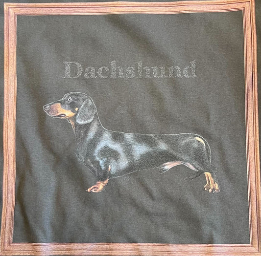 gray original Dog face printed L/S TEE[vintage black]-Dachshund（tan）
