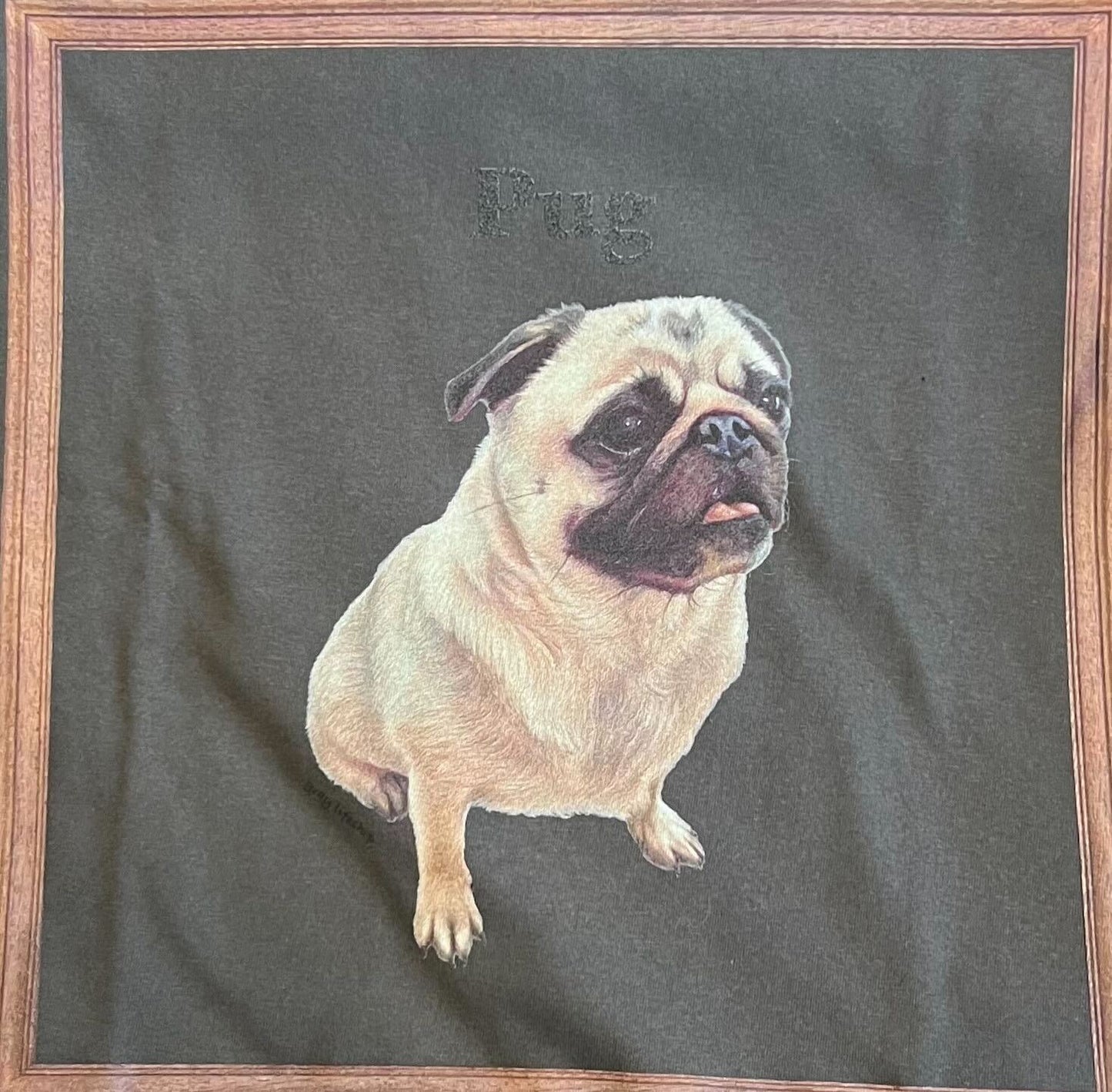 gray original Dog face printed L/S TEE[vintage black]-Pug②