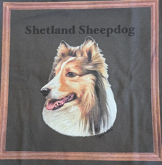 gray original Dog face printed L/S TEE[vintage black]-shetland sheep