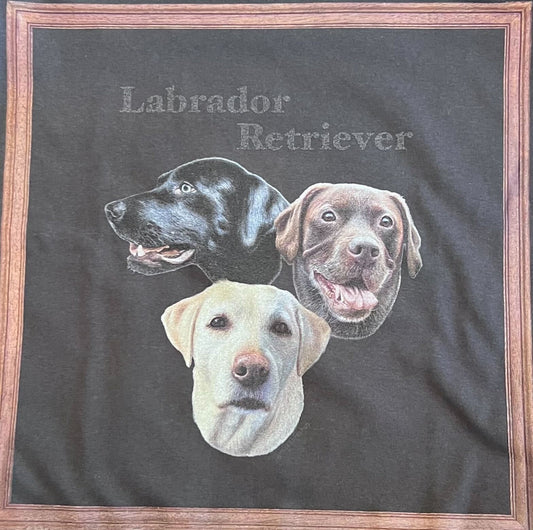 gray original Dog face printed L/S TEE[vintage black]-labrador retriever