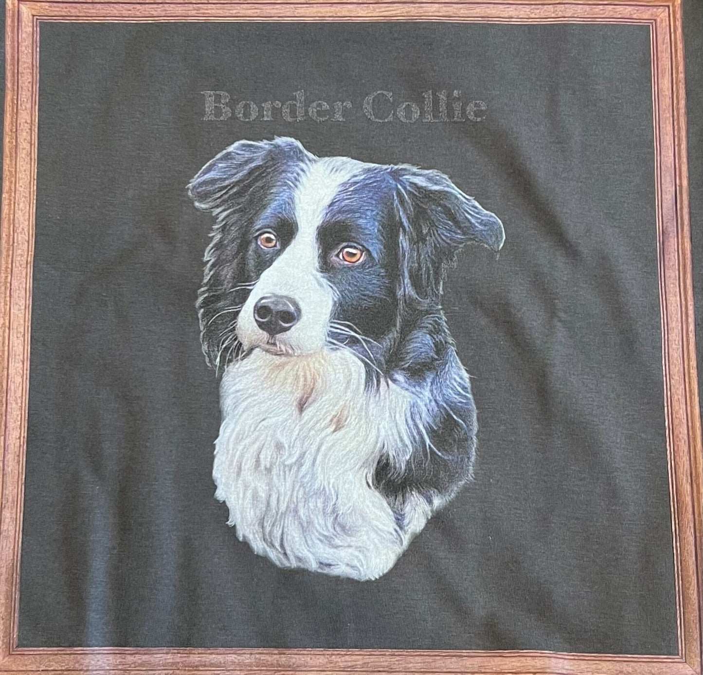 gray original Dog face printed L/S TEE[vintage black]-border collie